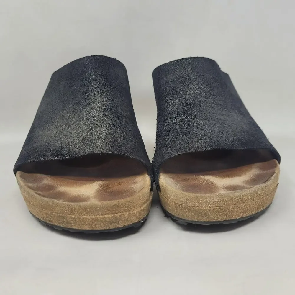 Papillio Birkenstock Sandals EU40 US9 Black Suede Namica Wedge Comfort Slip On